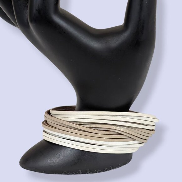 (2/$20) Brown & Cream Multistrand Magnetic Bracelet - Picture 1 of 5